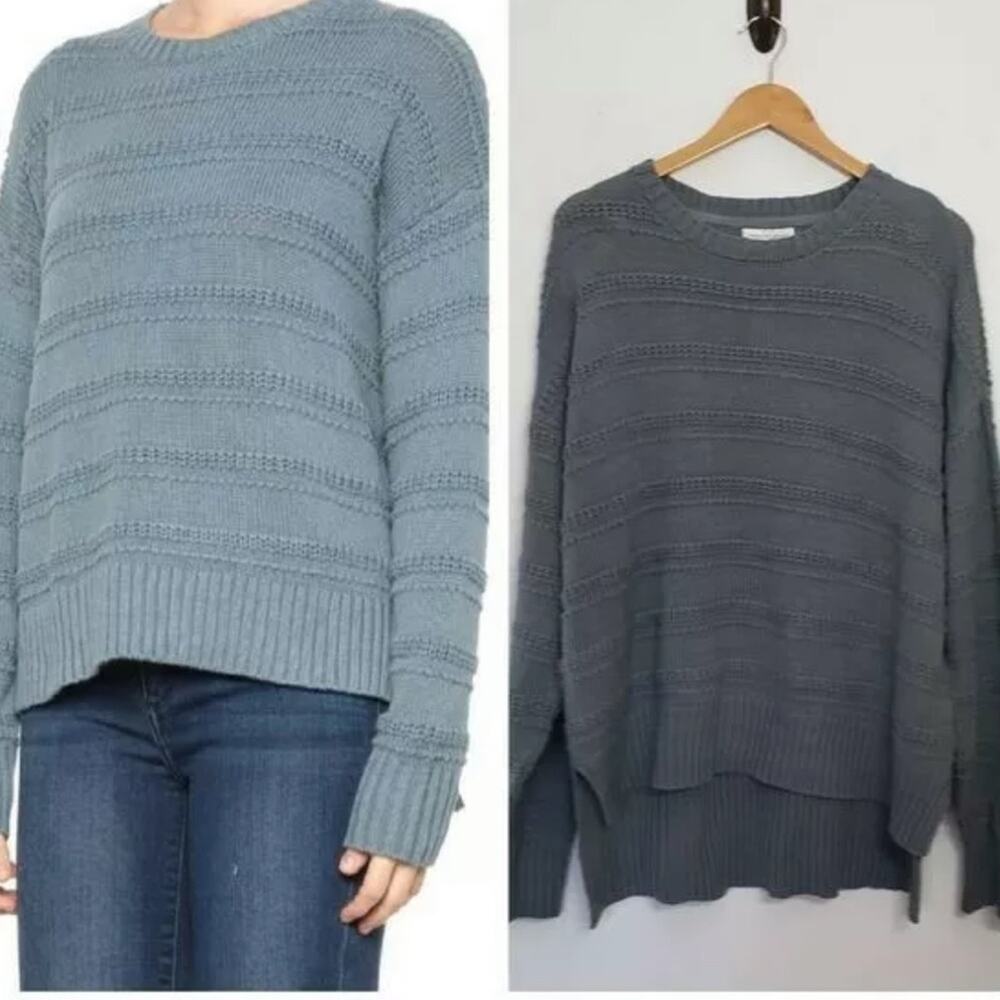 Cupcakes and cashmere striped textured slight high low sweater